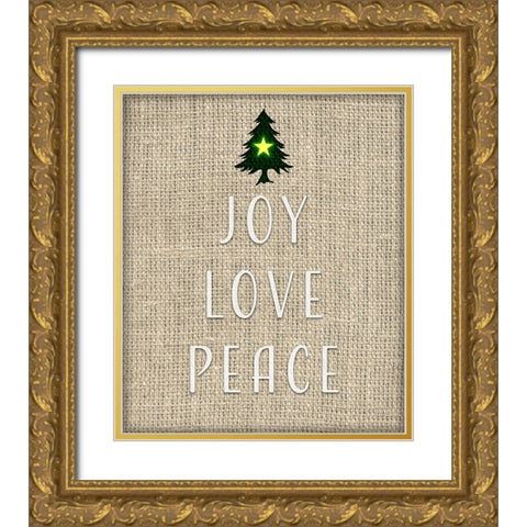 Personalized Christmas Sign V32 V3 Gold Ornate Wood Framed Art Print with Double Matting by LightBoxJournal