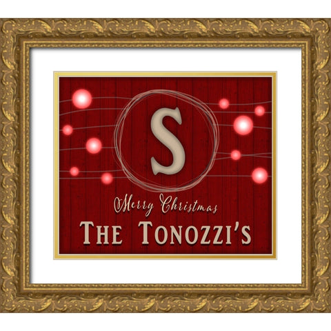 Personalized Christmas Sign V35 V2 Gold Ornate Wood Framed Art Print with Double Matting by LightBoxJournal