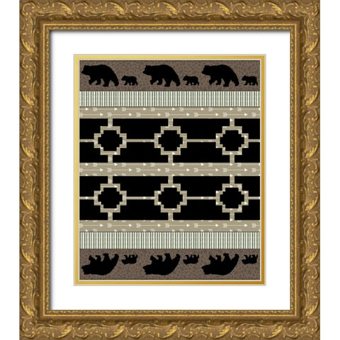 Bear_SurfacePattern V1 3 Gold Ornate Wood Framed Art Print with Double Matting by LightBoxJournal