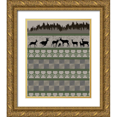 Deer_SurfacePattern V1 4 Gold Ornate Wood Framed Art Print with Double Matting by LightBoxJournal