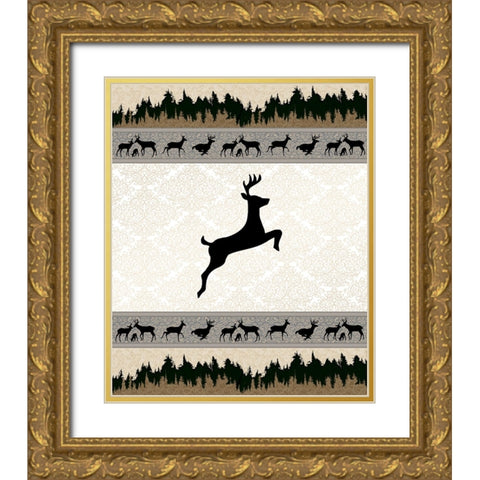 Deer_SurfacePattern V1 9 Gold Ornate Wood Framed Art Print with Double Matting by LightBoxJournal