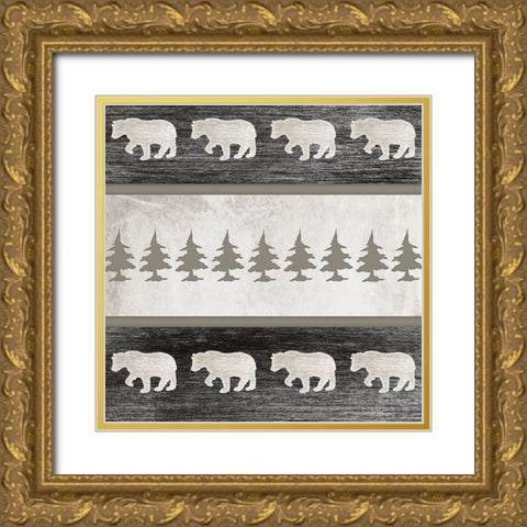 Good Night Moose 2 Surface Pattern 4 Gold Ornate Wood Framed Art Print with Double Matting by LightBoxJournal