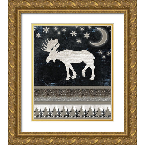 Good Night Moose V1 1 (1) Gold Ornate Wood Framed Art Print with Double Matting by LightBoxJournal