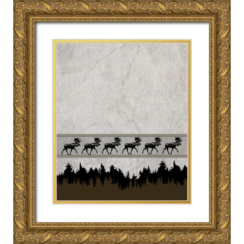 Rustic Lodge Collection V1 3 Gold Ornate Wood Framed Art Print with Double Matting by LightBoxJournal