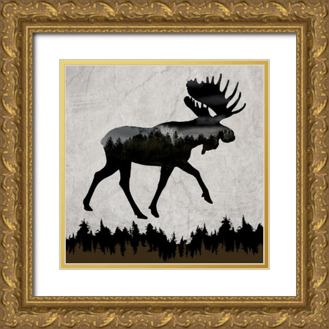 Rustic Lodge Collection V1 4 Gold Ornate Wood Framed Art Print with Double Matting by LightBoxJournal