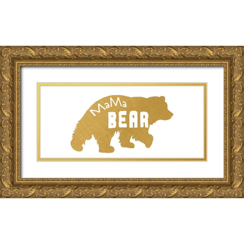 Mama Bear Gold 1 Gold Ornate Wood Framed Art Print with Double Matting by LightBoxJournal