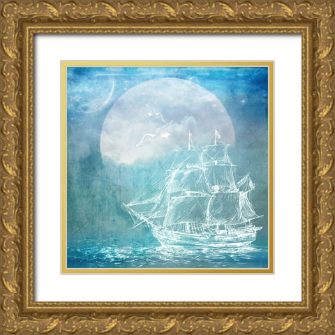 Sailor Away_Ship 1 Gold Ornate Wood Framed Art Print with Double Matting by LightBoxJournal