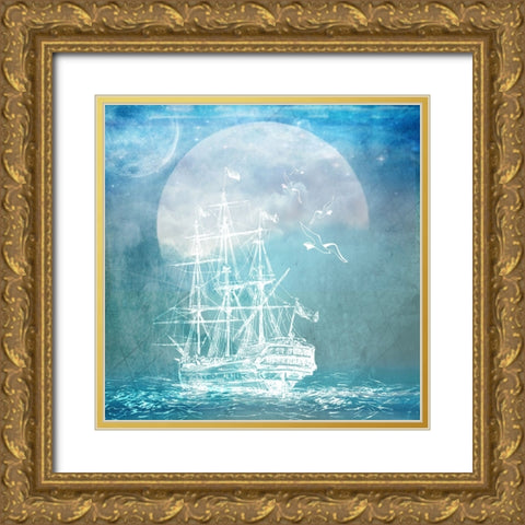 Sailor Away_Ship 2 Gold Ornate Wood Framed Art Print with Double Matting by LightBoxJournal