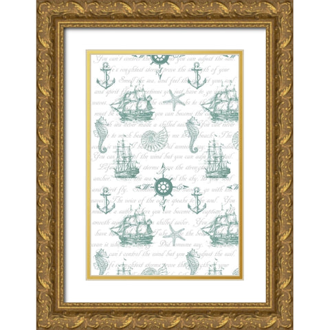 Sailor Away_Surface Pattern 1 Gold Ornate Wood Framed Art Print with Double Matting by LightBoxJournal
