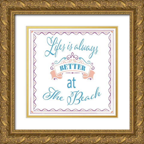 Sea Creatures_Sign 2 Gold Ornate Wood Framed Art Print with Double Matting by LightBoxJournal