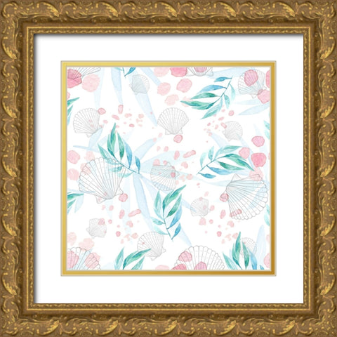 Sea Side BoHo Repeat 1 Gold Ornate Wood Framed Art Print with Double Matting by LightBoxJournal