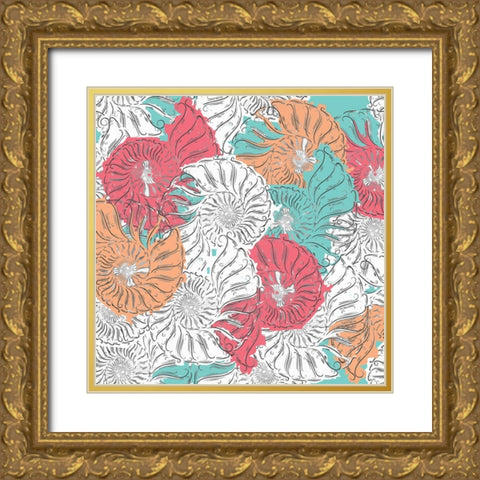 Sea Side BoHo Repeat 3 Gold Ornate Wood Framed Art Print with Double Matting by LightBoxJournal