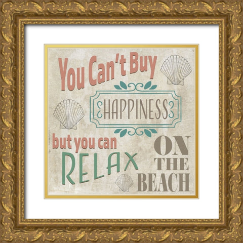Sea Side BoHo_Sign 2 Gold Ornate Wood Framed Art Print with Double Matting by LightBoxJournal