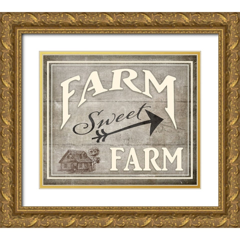 Farm Sweet Farm Gold Ornate Wood Framed Art Print with Double Matting by LightBoxJournal
