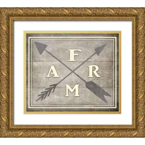 Vintage Farm Sign - Farm Gold Ornate Wood Framed Art Print with Double Matting by LightBoxJournal
