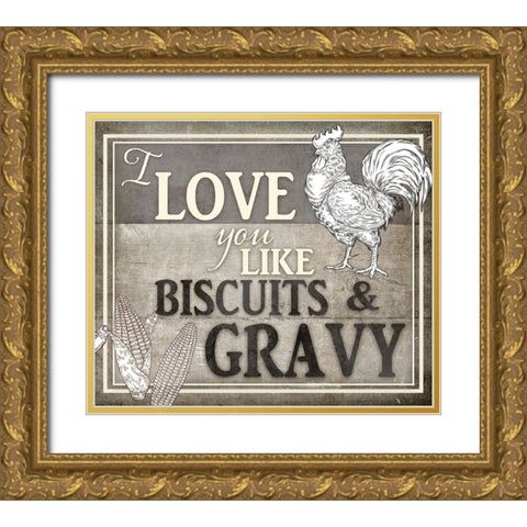 Vintage Farm Sign - Local Farmer - Love You Gold Ornate Wood Framed Art Print with Double Matting by LightBoxJournal