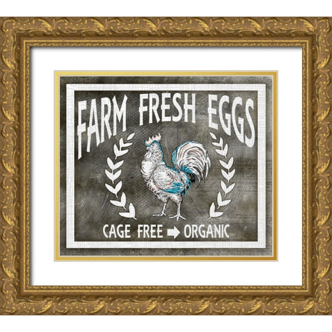Farm Sign_Eggs Gold Ornate Wood Framed Art Print with Double Matting by LightBoxJournal