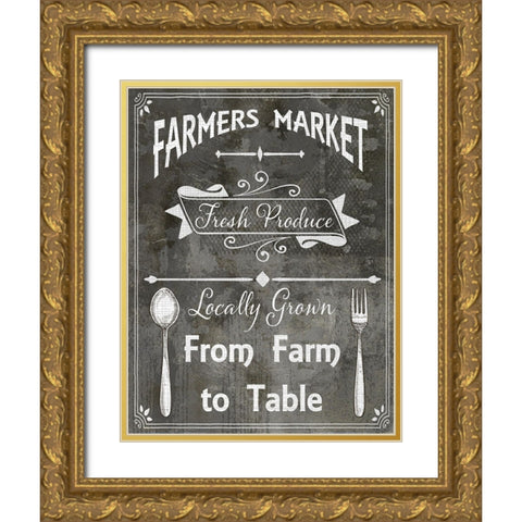 Farm Sign_Farm to Table Gold Ornate Wood Framed Art Print with Double Matting by LightBoxJournal