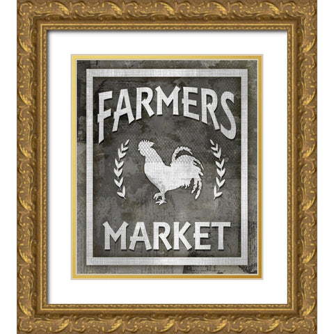 Farm Sign_Farmers Market 1 Gold Ornate Wood Framed Art Print with Double Matting by LightBoxJournal