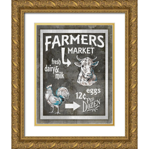 Farm Sign_Farmers Market 3 Gold Ornate Wood Framed Art Print with Double Matting by LightBoxJournal