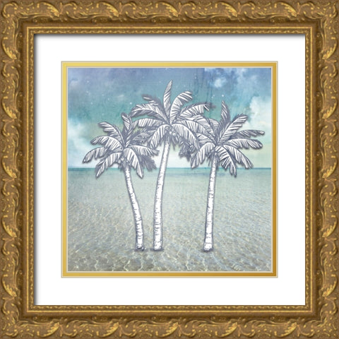 Signs_PalmTrees Gold Ornate Wood Framed Art Print with Double Matting by LightBoxJournal