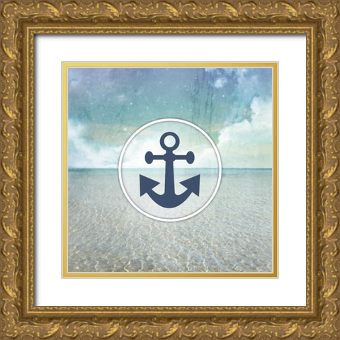 Signs_SeaLife_Anchor Gold Ornate Wood Framed Art Print with Double Matting by LightBoxJournal