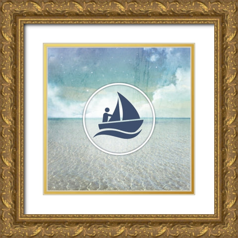 Signs_SeaLife_Boater2 Gold Ornate Wood Framed Art Print with Double Matting by LightBoxJournal