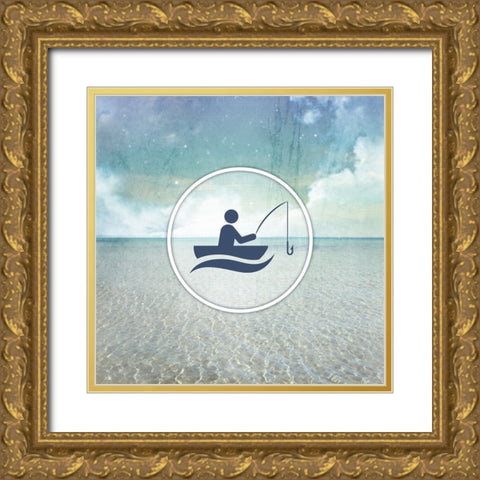Signs_SeaLife_Fishing Gold Ornate Wood Framed Art Print with Double Matting by LightBoxJournal