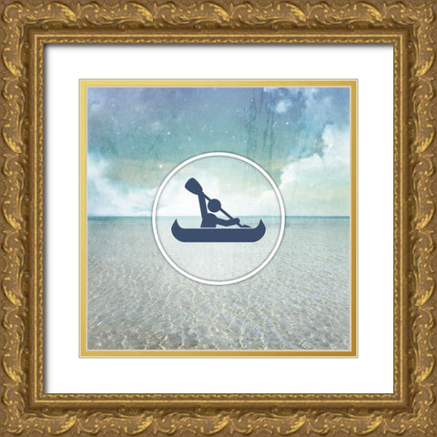 Signs_SeaLife_Kayaker Gold Ornate Wood Framed Art Print with Double Matting by LightBoxJournal