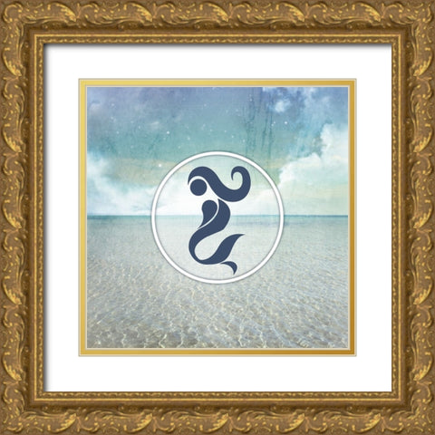 Signs_SeaLife_Mermaid Gold Ornate Wood Framed Art Print with Double Matting by LightBoxJournal