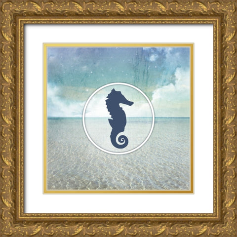 Signs_SeaLife_SeaHorse Gold Ornate Wood Framed Art Print with Double Matting by LightBoxJournal