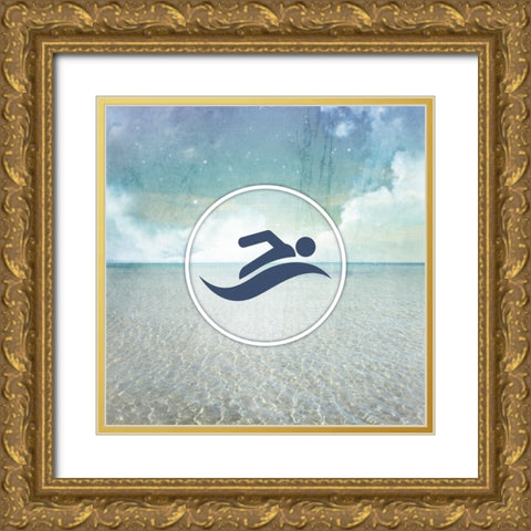 Signs_SeaLife_Swimmer2 Gold Ornate Wood Framed Art Print with Double Matting by LightBoxJournal