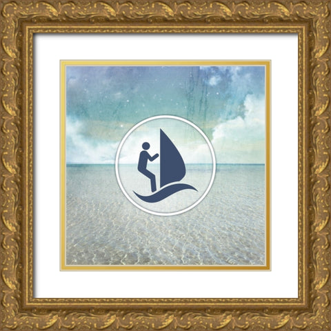 Signs_SeaLife_WindSurfer Gold Ornate Wood Framed Art Print with Double Matting by LightBoxJournal