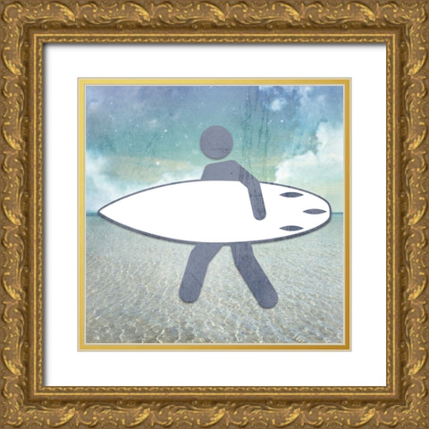 Signs_Surfer Gold Ornate Wood Framed Art Print with Double Matting by LightBoxJournal