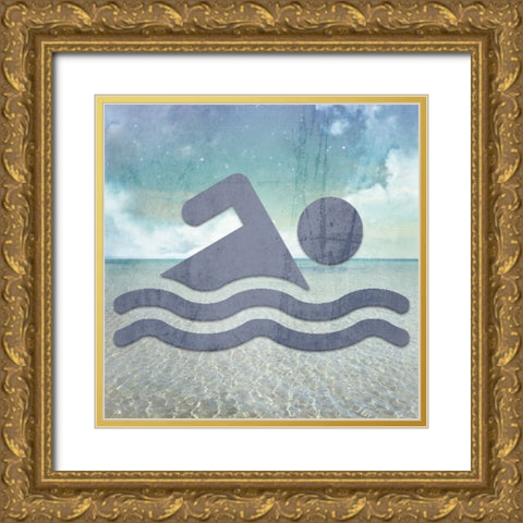 Signs_Swimming3 Gold Ornate Wood Framed Art Print with Double Matting by LightBoxJournal