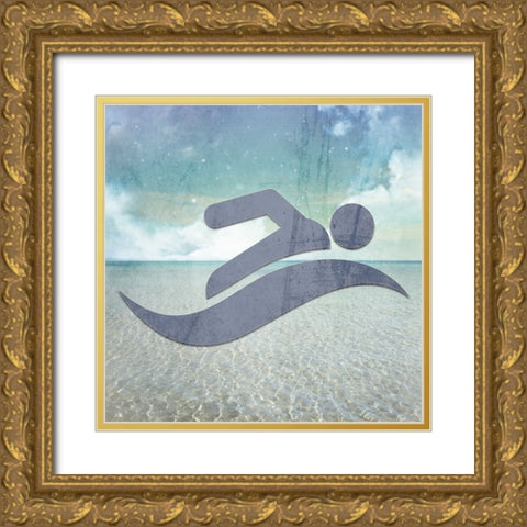 Signs_Swimming4 Gold Ornate Wood Framed Art Print with Double Matting by LightBoxJournal