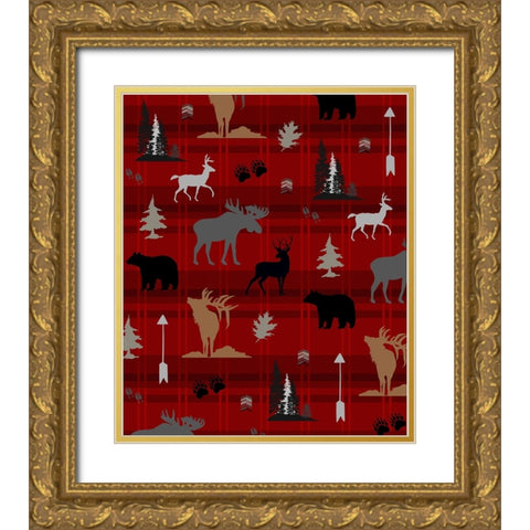 Wildlife Pattern 05 Gold Ornate Wood Framed Art Print with Double Matting by LightBoxJournal