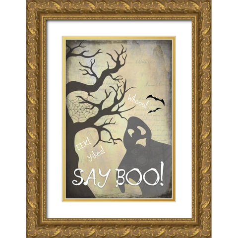 Say Boo 01 Gold Ornate Wood Framed Art Print with Double Matting by LightBoxJournal