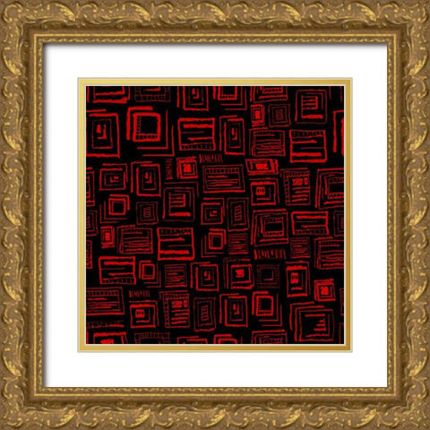Square Pattern Design 02 Gold Ornate Wood Framed Art Print with Double Matting by LightBoxJournal