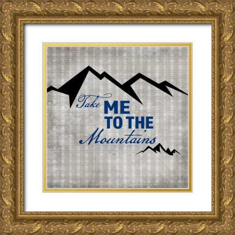 Blue Bear Lodge Sign 01 Gold Ornate Wood Framed Art Print with Double Matting by LightBoxJournal