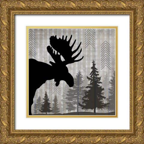 Blue Bear Lodge Sign 04 Gold Ornate Wood Framed Art Print with Double Matting by LightBoxJournal