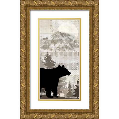Blue Bear Lodge Sign 015 Gold Ornate Wood Framed Art Print with Double Matting by LightBoxJournal