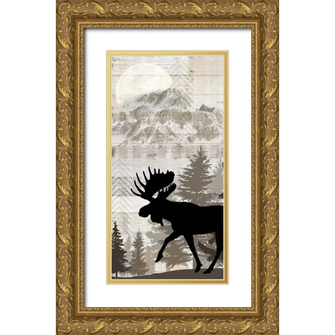 Blue Bear Lodge Sign 017 Gold Ornate Wood Framed Art Print with Double Matting by LightBoxJournal