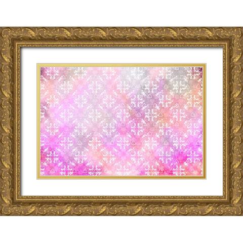 Spring Blooms Pattern 02 Gold Ornate Wood Framed Art Print with Double Matting by LightBoxJournal