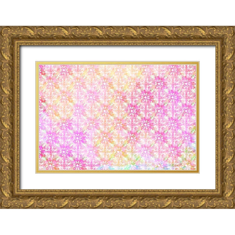 Spring Blooms Pattern 04 Gold Ornate Wood Framed Art Print with Double Matting by LightBoxJournal