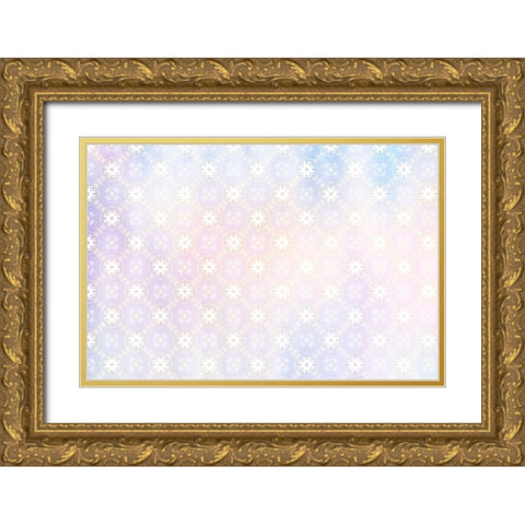 White Spring Blossoms Pattern 03 Gold Ornate Wood Framed Art Print with Double Matting by LightBoxJournal