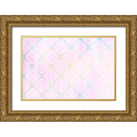 White Spring Blossoms Pattern 04 Gold Ornate Wood Framed Art Print with Double Matting by LightBoxJournal