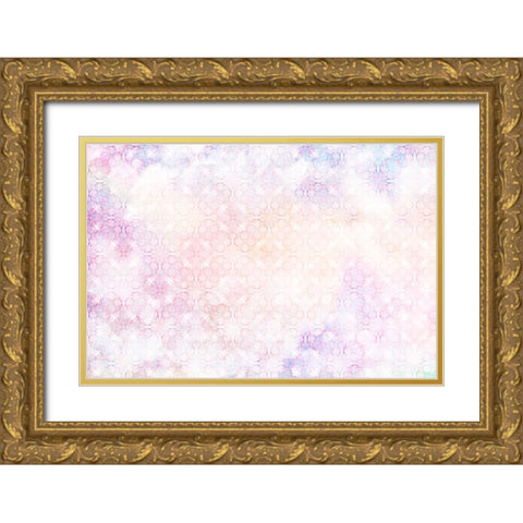White Spring Blossoms Pattern 05 Gold Ornate Wood Framed Art Print with Double Matting by LightBoxJournal