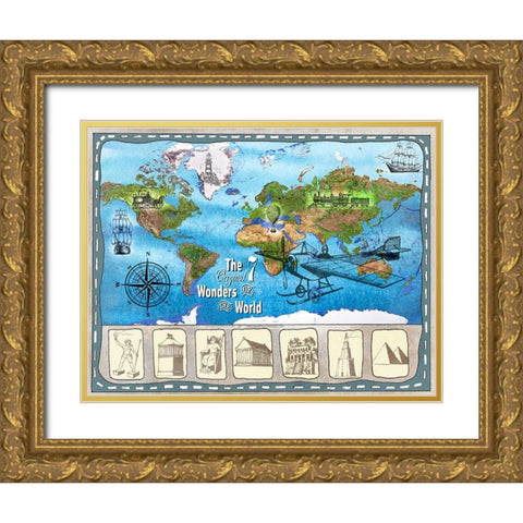7 Ancient Wonders 02 Gold Ornate Wood Framed Art Print with Double Matting by LightBoxJournal