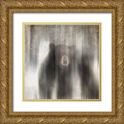 Antique Wildlife bear Gold Ornate Wood Framed Art Print with Double Matting by LightBoxJournal